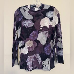 Issey Miyake Runway AW 1996 Semi Sheer Watercolor Print Long Sleeved Top M